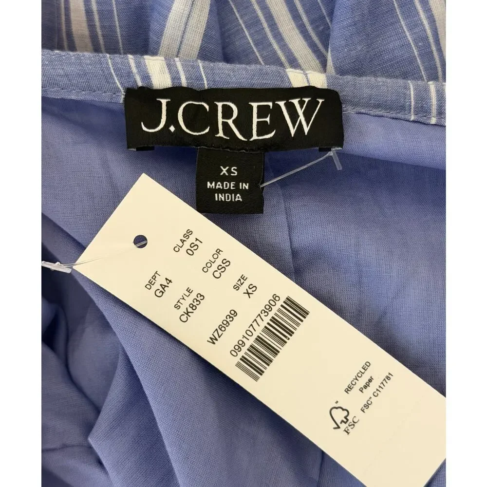 J. Crew Floaty Midi Dress in Striped Cotton Voile XS Beachy Nautical Resort NWT - Picture 10 of 12
